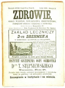 Zdrowie: miesięcznik poświęcony hygienie publicznej i prywatnej. Nr 1/1902